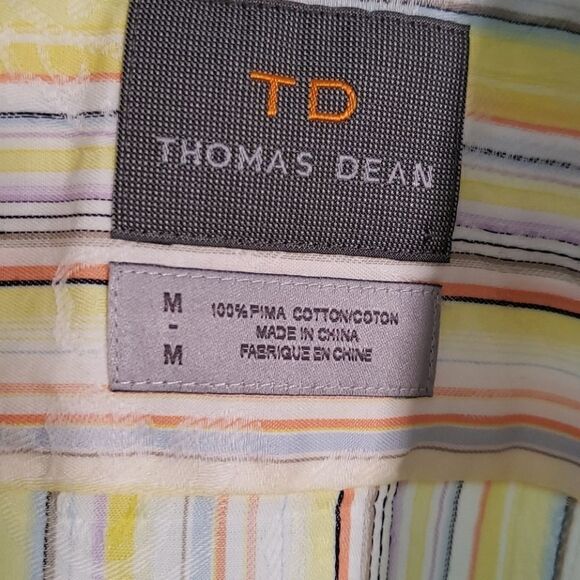 TD, men's dress shirt, medium. Yellow multipal colors Striped. Contrast colar. - Picture 4 of 8